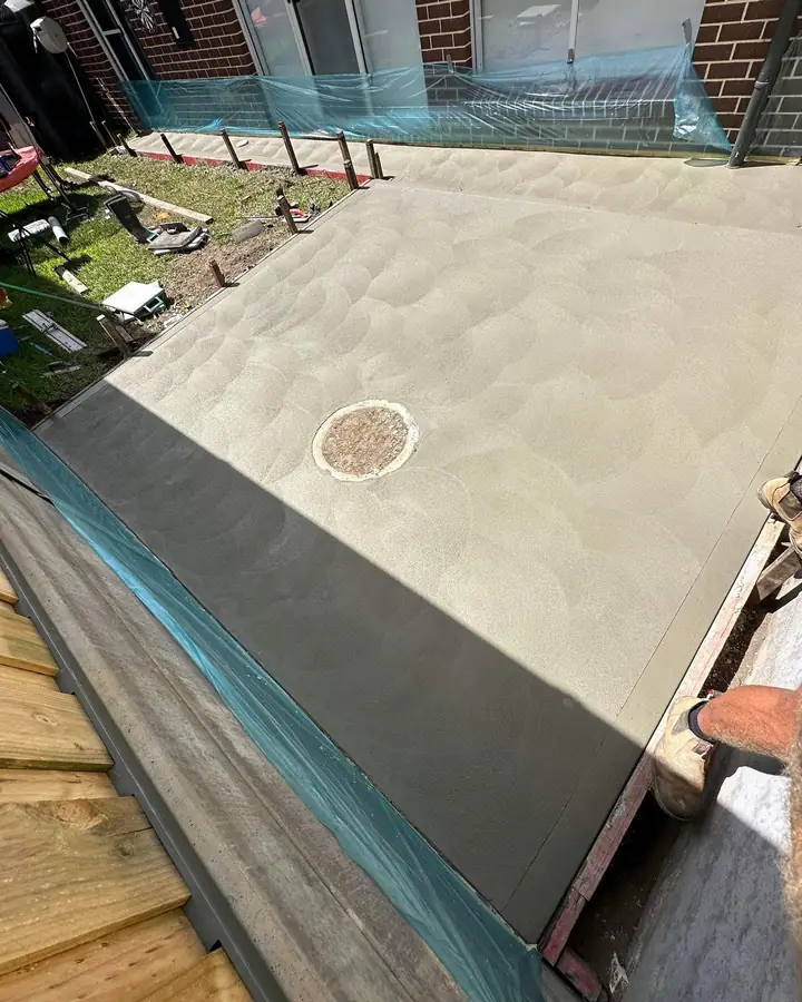 Backyard slab timber fence