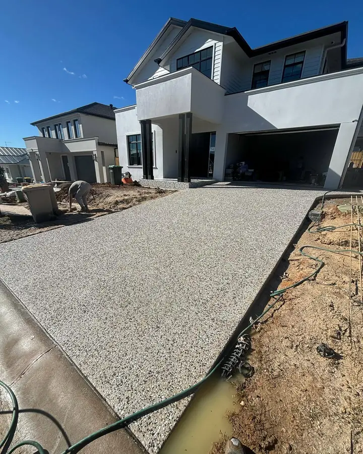 Exposed driveway new build