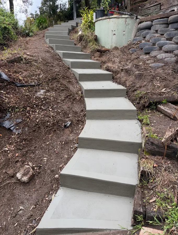 Long curved garden steps