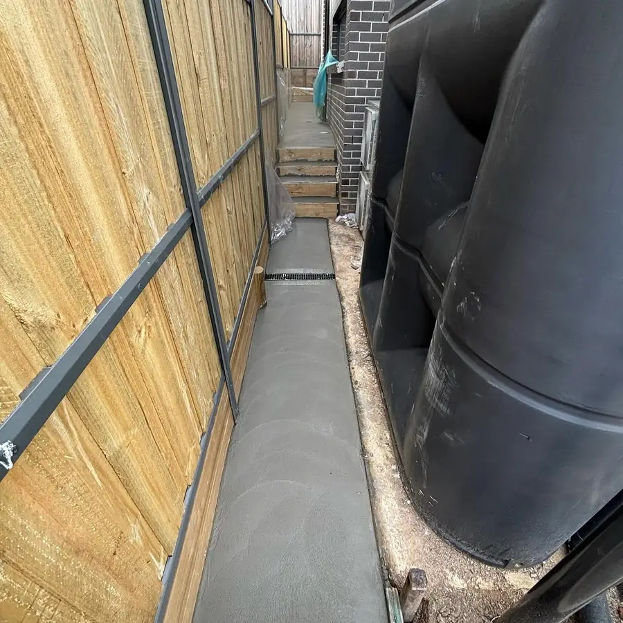 Narrow side path timber fence