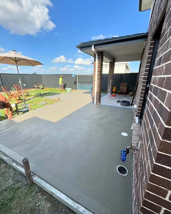 Patio slab brick house