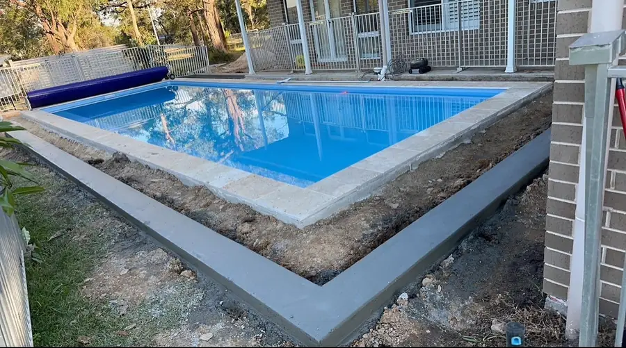 Pool surround brick house
